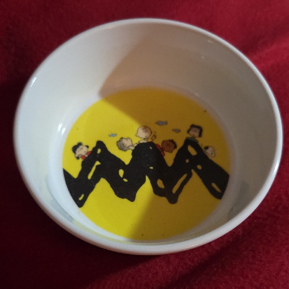 Gibson Peanuts, Inc. Yellow and Black Cartoon Charlie Brown Pet Bowl
